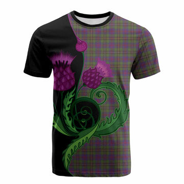Wood Tartan Cotton T-shirt Traditional Scottish Thistle