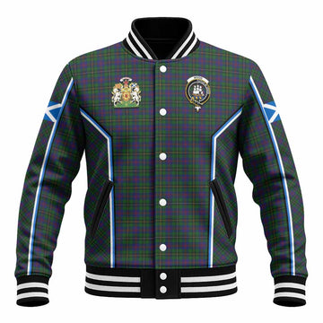 Wood Tartan Crest Baseball Jacket Scotland Coat of Arm Flag Style