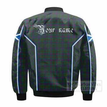 Wood Tartan Crest Bomber Jacket Scotland Coat of Arm Flag Style