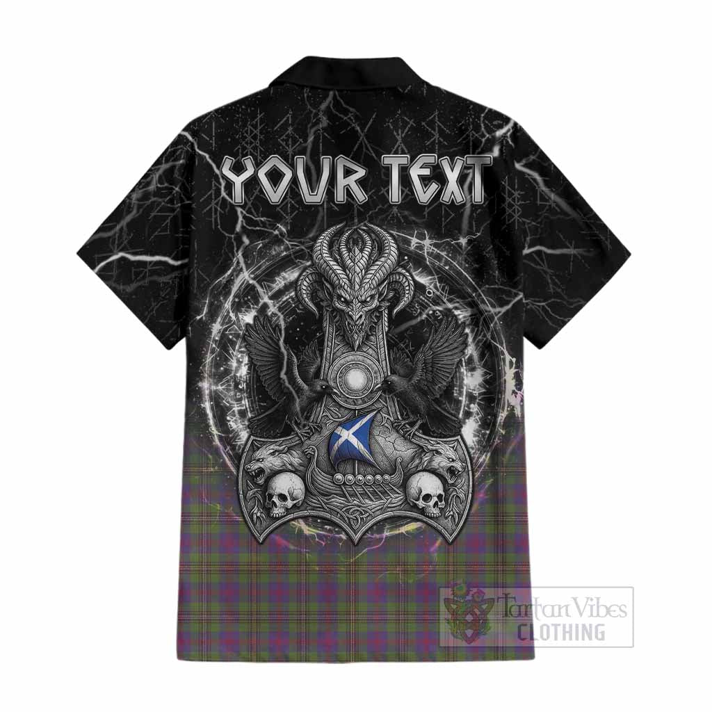 Wood Tartan Crest Cotton Hawaiian Shirt Celtic Odin's Raven Legacy
