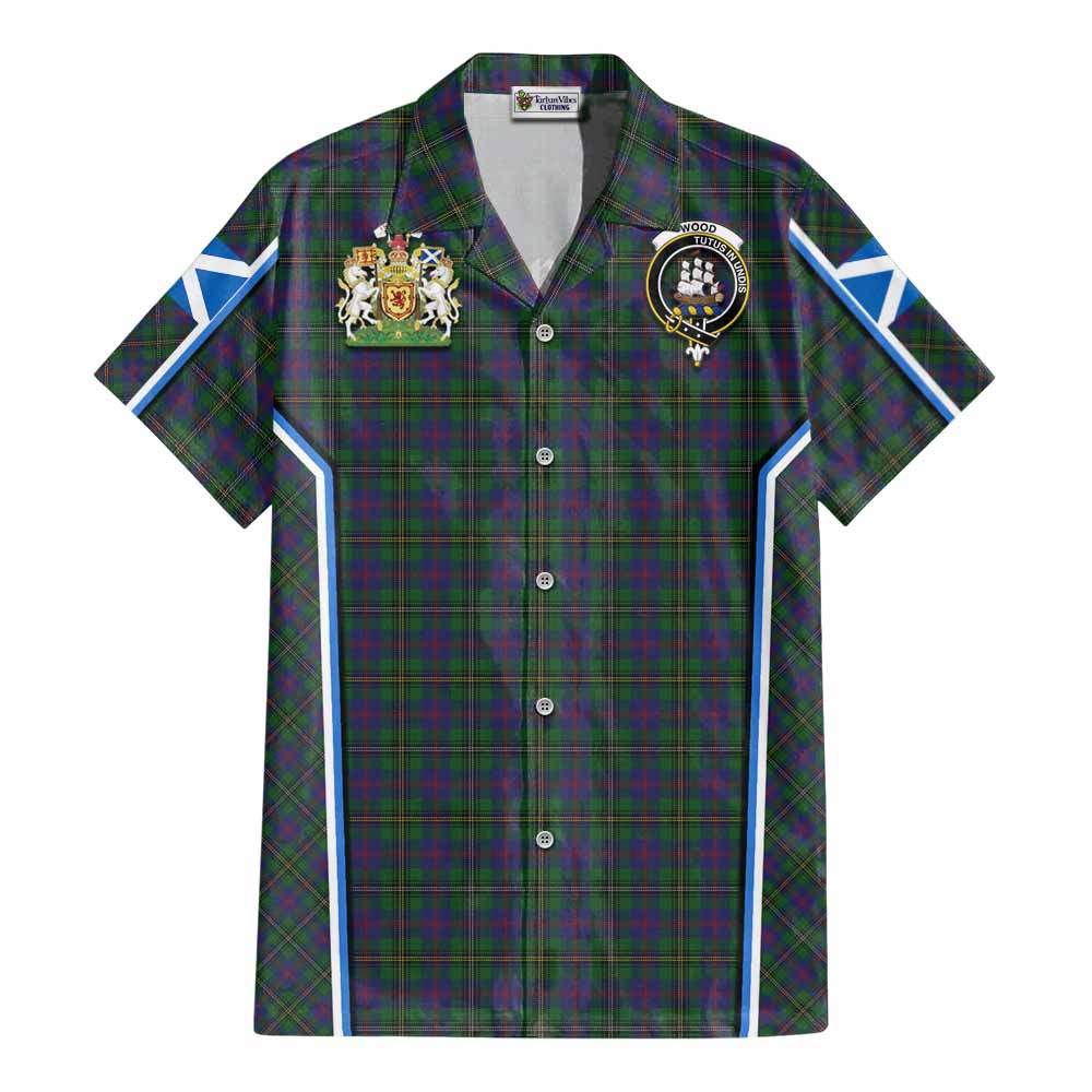 Wood Tartan Crest Cotton Hawaiian Shirt Scotland Coat of Arm Flag Style - Tartan Vibes Clothing