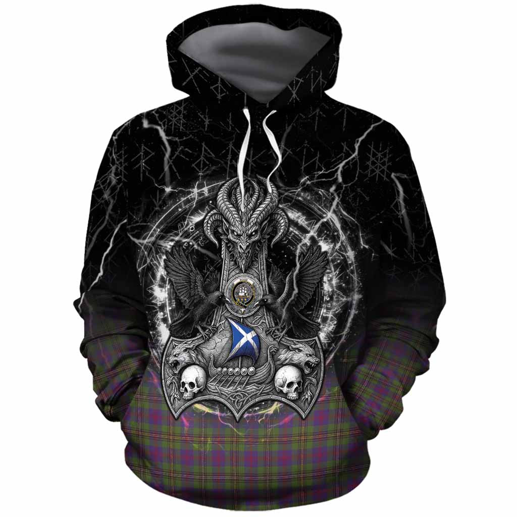Wood Tartan Crest Cotton Hoodie Celtic Odin's Raven Legacy