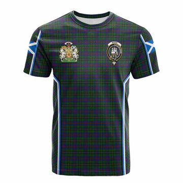 Wood Tartan Crest Cotton T-shirt Scotland Coat of Arm Flag Style - Tartan Vibes Clothing