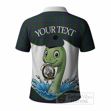 Wood Tartan Crest Cute Nessie Polo Shirt Scottish Loch Ness Monster