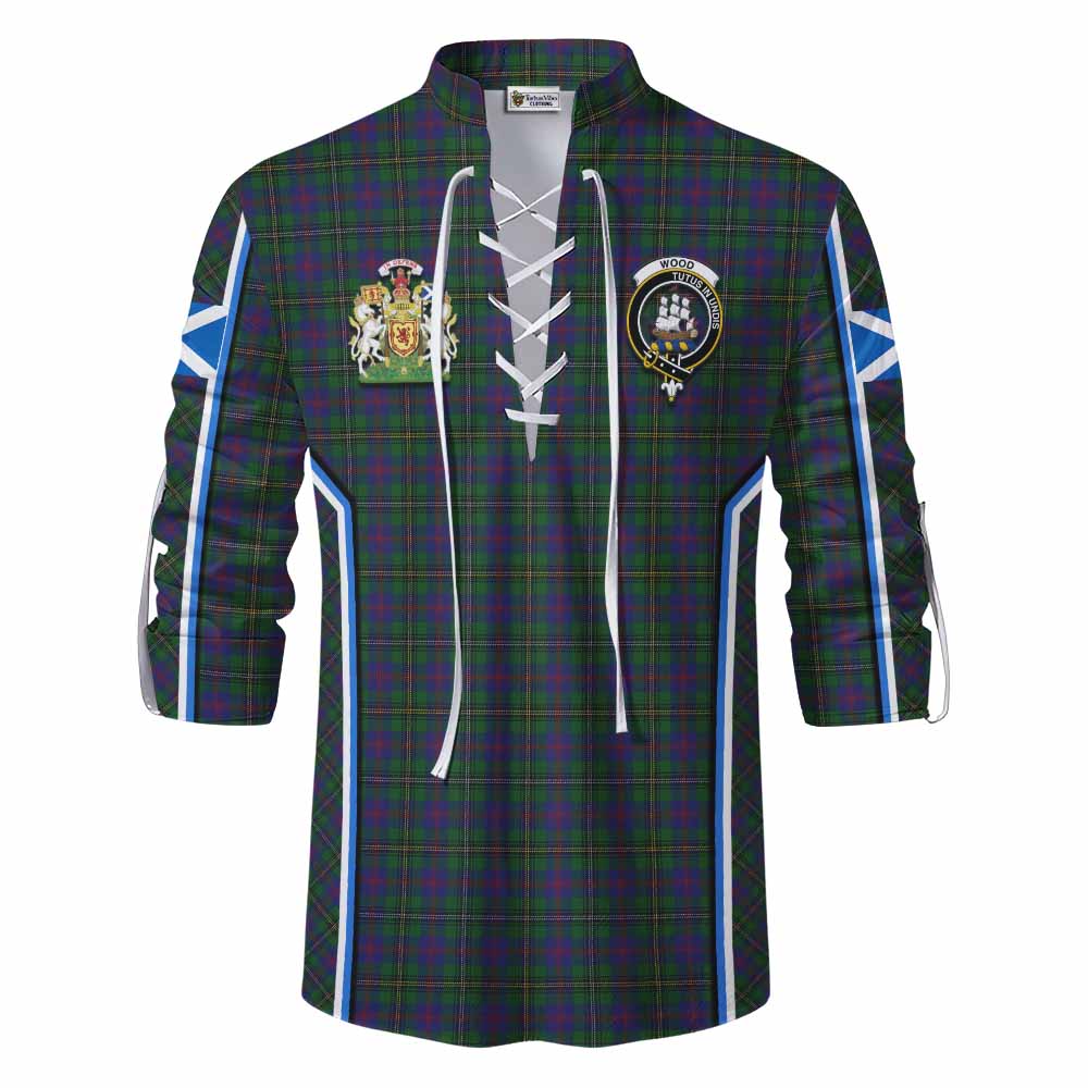 Wood Tartan Crest Ghillie Kilt Shirt Scotland Coat of Arm Flag Style - Tartan Vibes Clothing