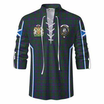 Wood Tartan Crest Ghillie Kilt Shirt Scotland Coat of Arm Flag Style