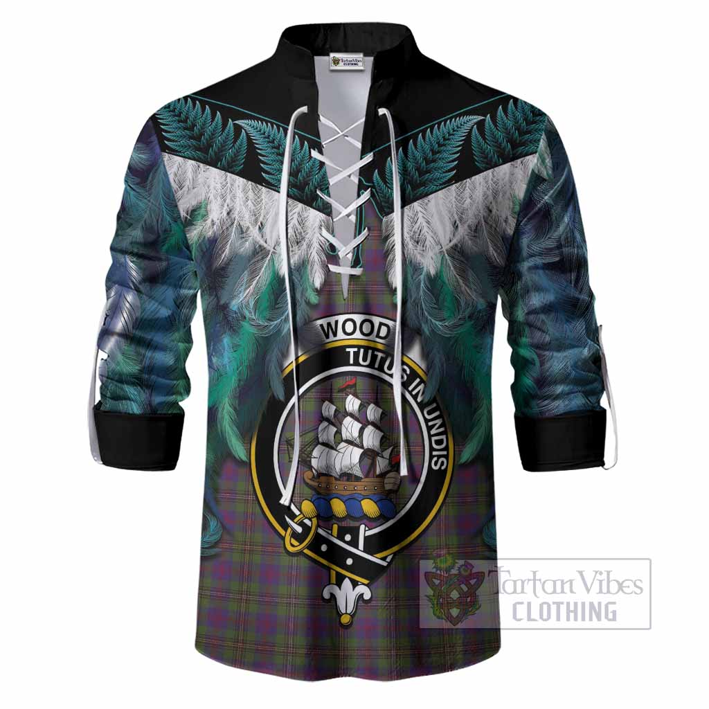 Wood Tartan Crest Ghillie Shirt New Zealand Maori Korowai Cloak