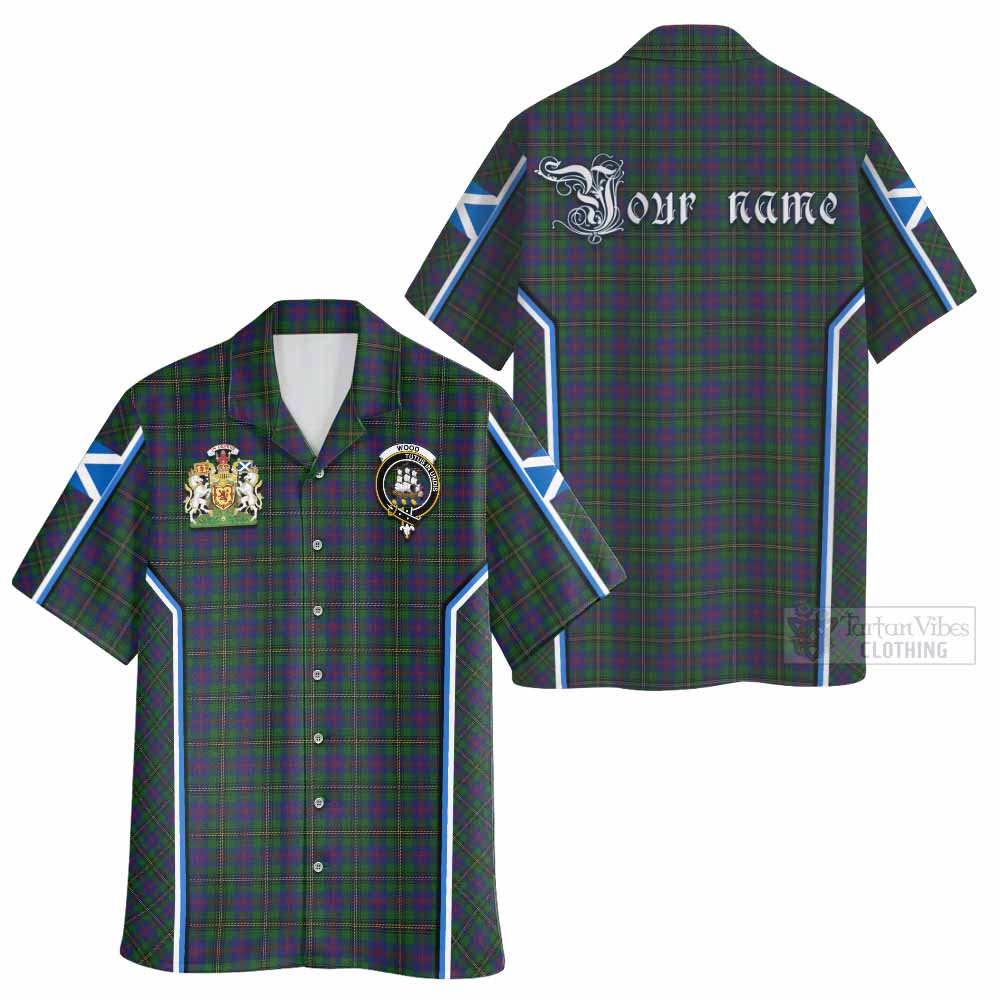 Wood Tartan Crest Hawaiian Shirt Scotland Coat of Arm Flag Style - Tartan Vibes Clothing