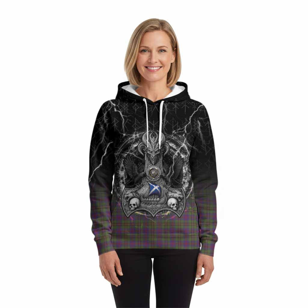 Wood Tartan Crest Hoodie Celtic Odin's Raven Legacy