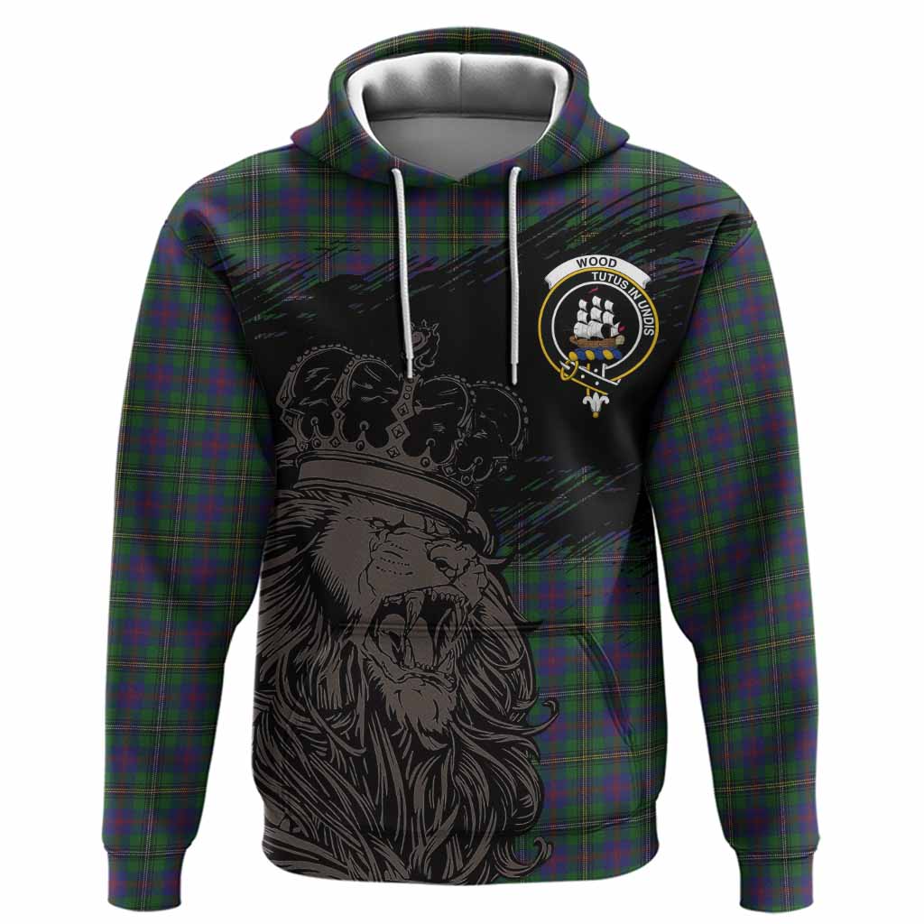 Wood Tartan Crest Hoodie Crowned Lion Heritage Style