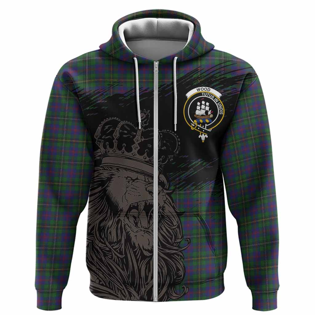 Wood Tartan Crest Hoodie Crowned Lion Heritage Style
