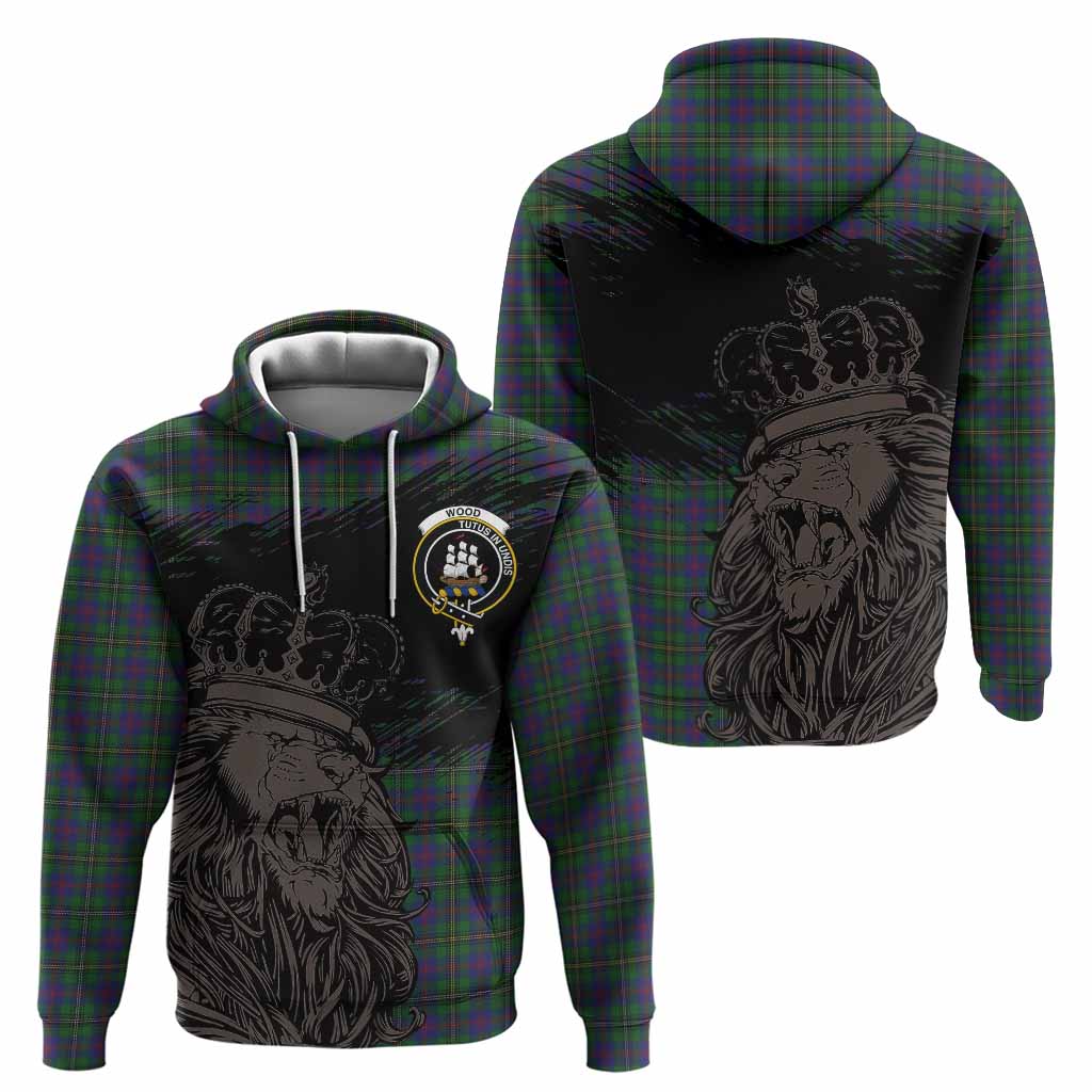 Wood Tartan Crest Hoodie Crowned Lion Heritage Style