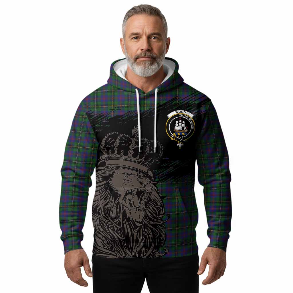 Wood Tartan Crest Hoodie Crowned Lion Heritage Style