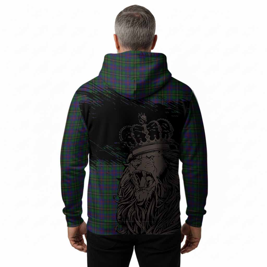 Wood Tartan Crest Hoodie Crowned Lion Heritage Style