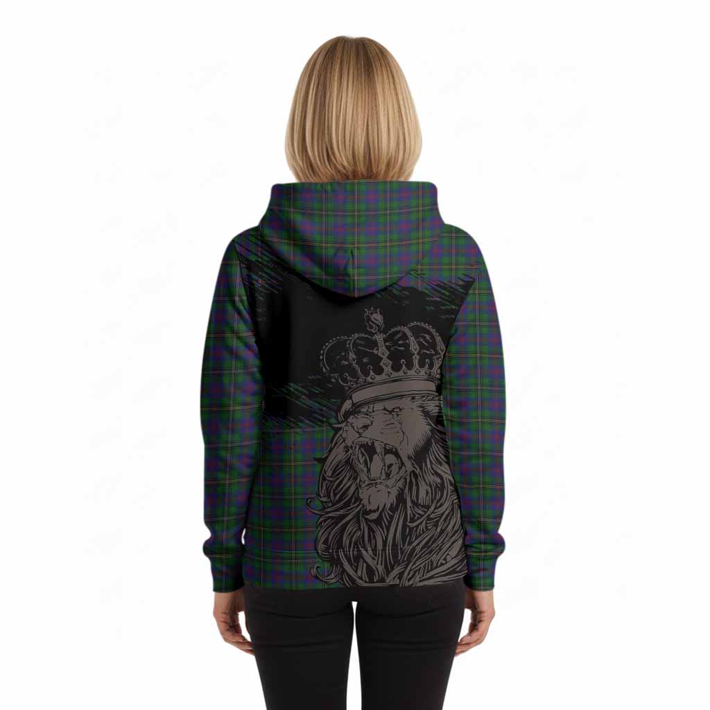 Wood Tartan Crest Hoodie Crowned Lion Heritage Style
