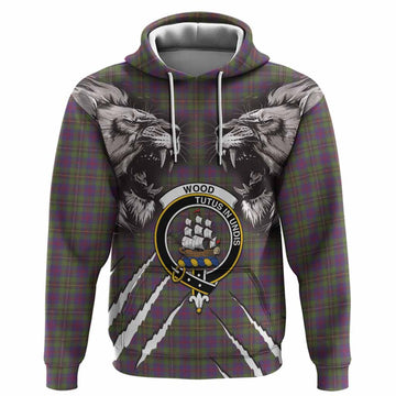 Wood Tartan Crest Hoodie Ferocious Lion Style