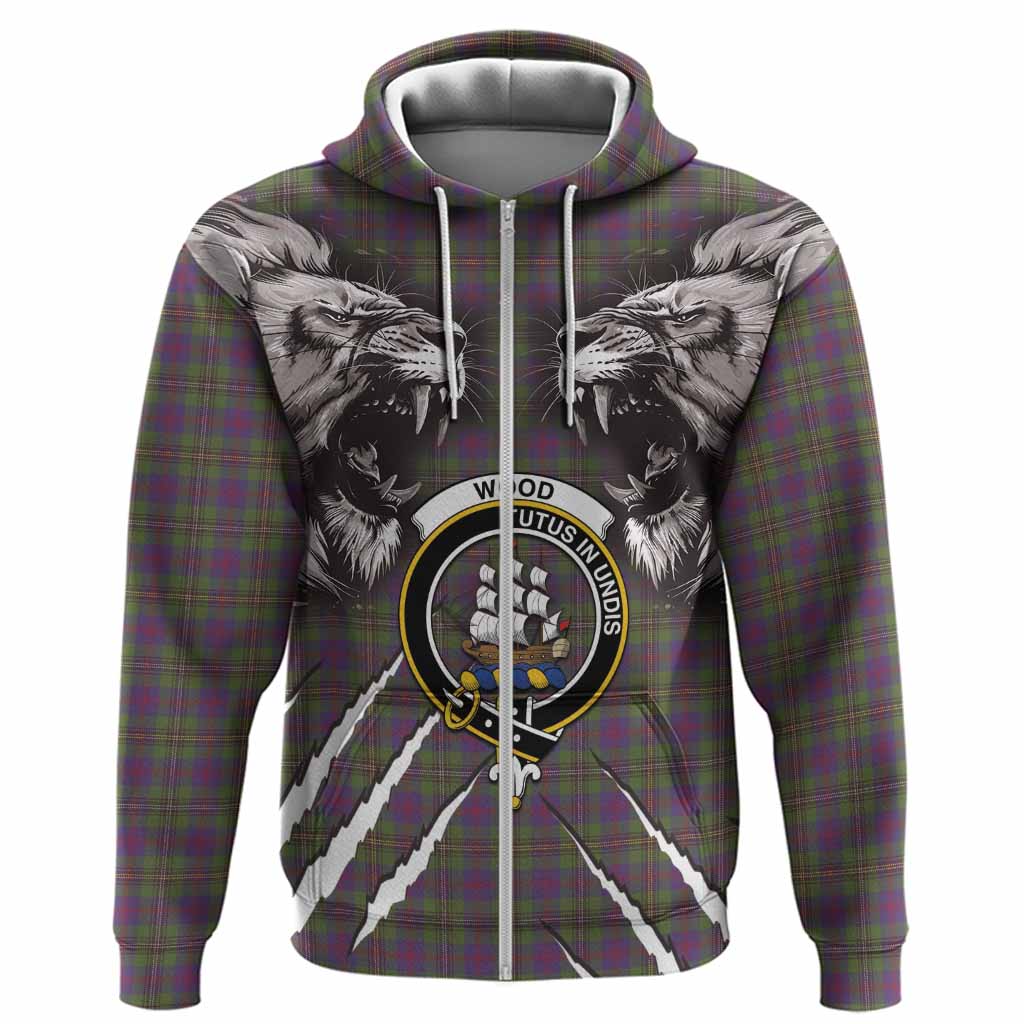 Wood Tartan Crest Hoodie Ferocious Lion Style