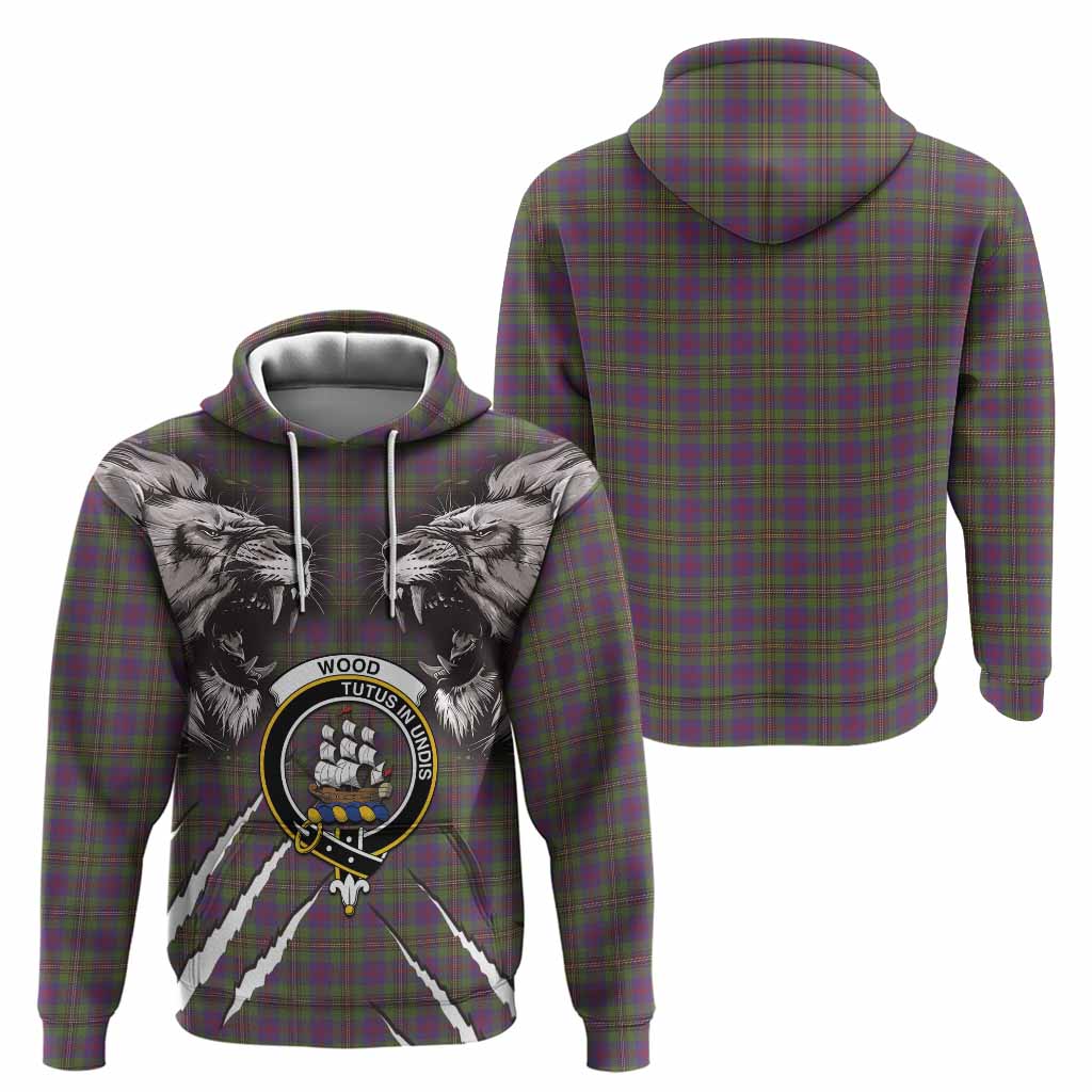 Wood Tartan Crest Hoodie Ferocious Lion Style