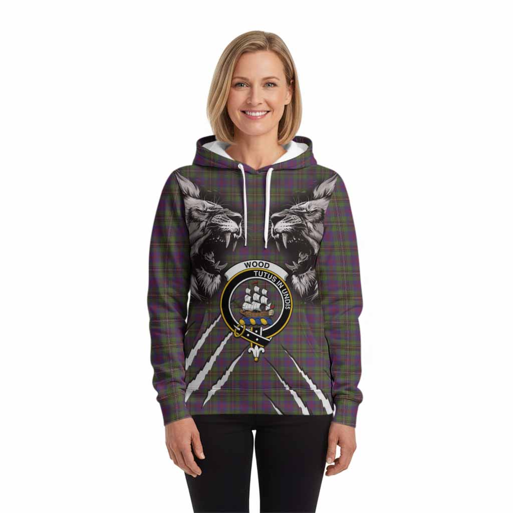 Wood Tartan Crest Hoodie Ferocious Lion Style
