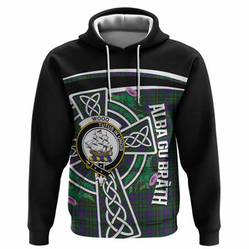 Wood Tartan Crest Hoodie Scottish Thistle Celtic Cross Alba Gu Brath
