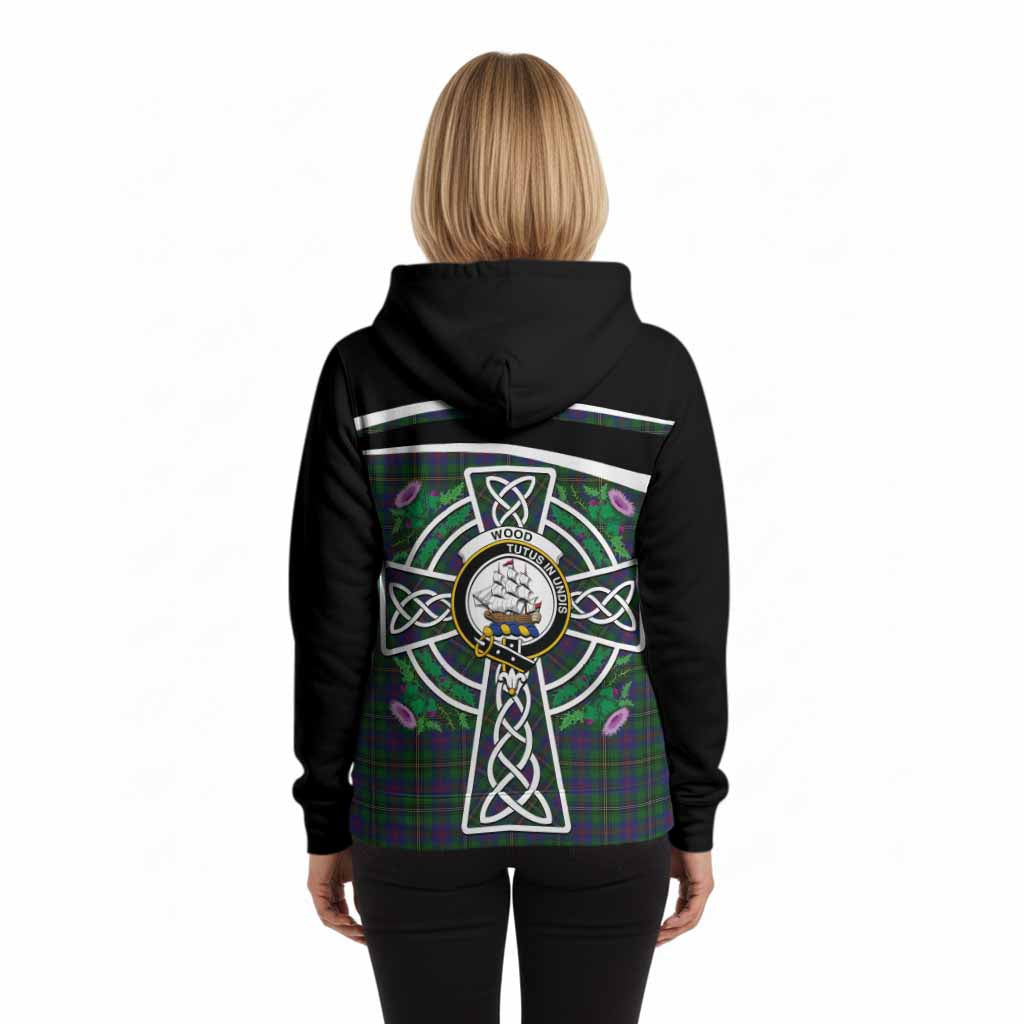 Wood Tartan Crest Hoodie Scottish Thistle Celtic Cross Alba Gu Brath