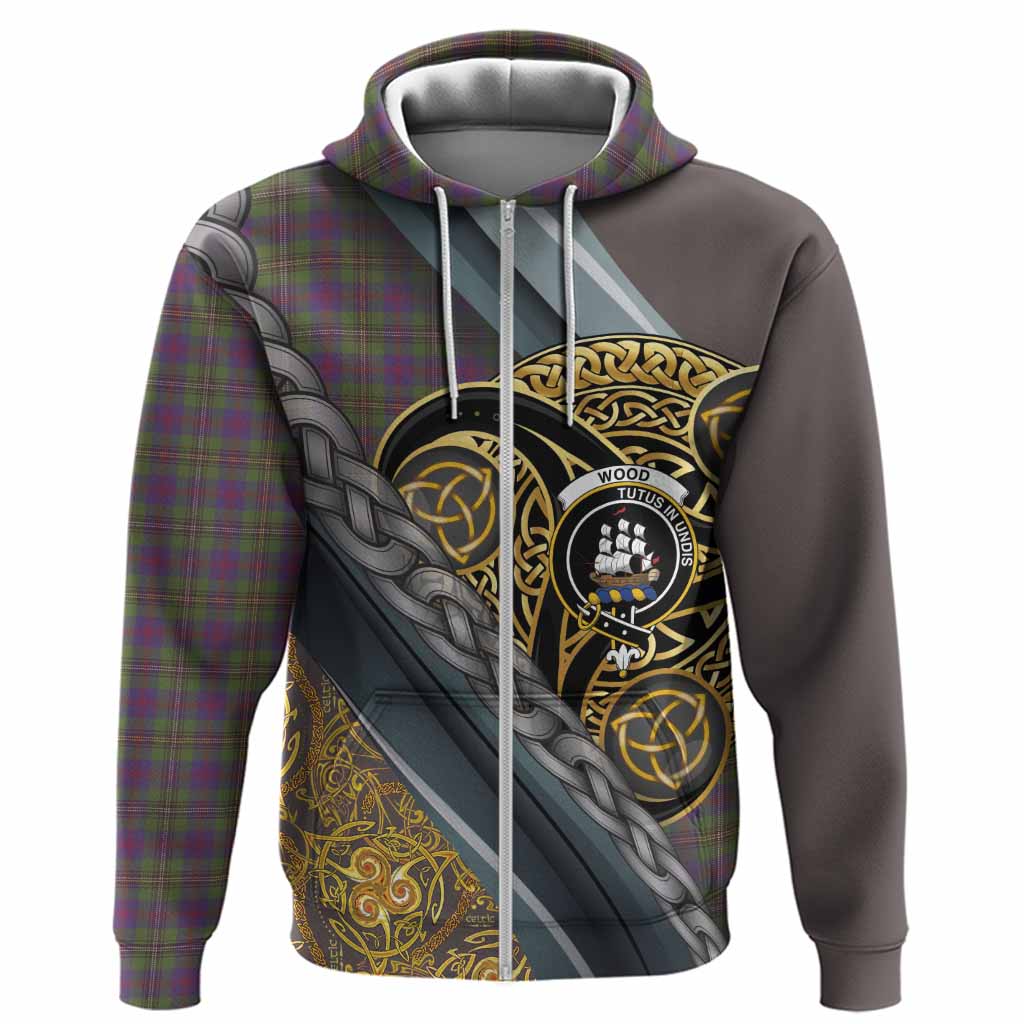 Wood Tartan Crest Hoodie Scottish Triskele Celtic
