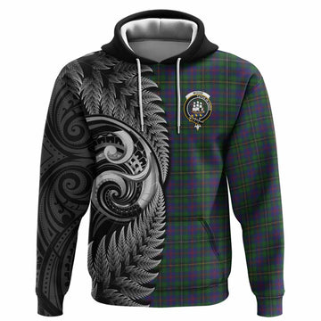Wood Tartan Crest Hoodie With New Zealand Silver Fern Maori Koru