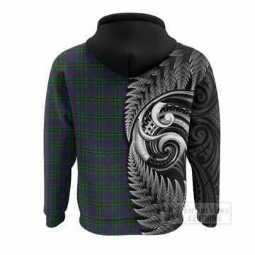 Wood Tartan Crest Hoodie With New Zealand Silver Fern Maori Koru