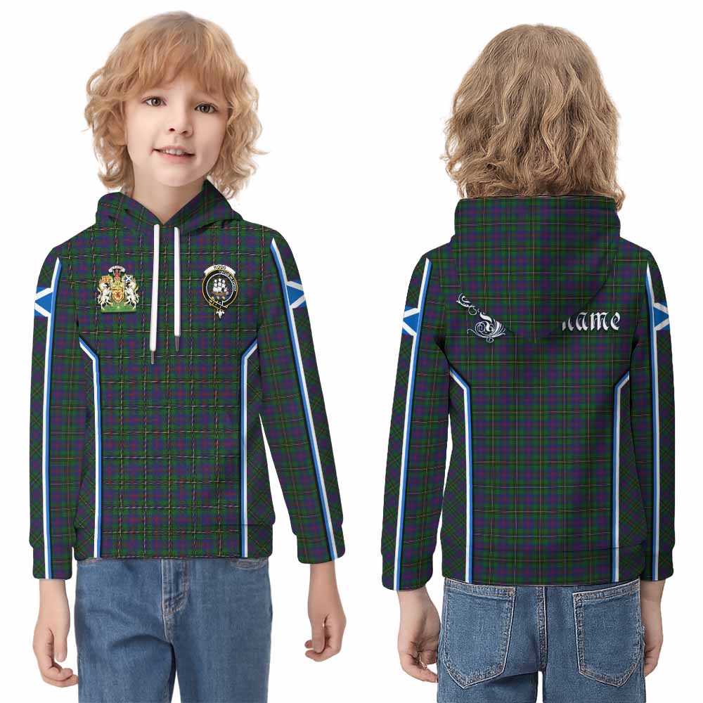 Wood Tartan Crest Kid Hoodie Scotland Coat of Arm Flag Style - Tartan Vibes Clothing