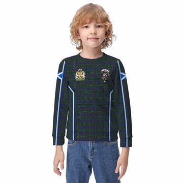 Wood Tartan Crest Kid Knitted Sweatshirt Scotland Coat of Arm Flag Style - Tartan Vibes Clothing