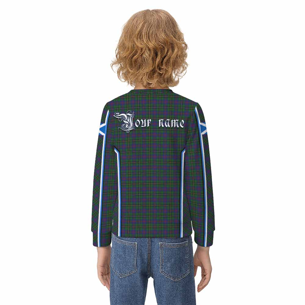 Wood Tartan Crest Kid Knitted Sweatshirt Scotland Coat of Arm Flag Style - Tartan Vibes Clothing