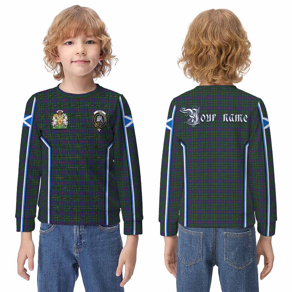 Wood Tartan Crest Kid Knitted Sweatshirt Scotland Coat of Arm Flag Style - Tartan Vibes Clothing