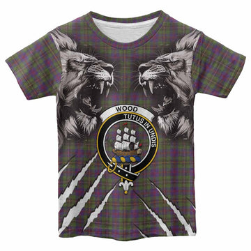 Wood Tartan Crest Kid T-shirt Ferocious Lion Style