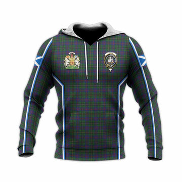 Wood Tartan Crest Knitted Hoodie Scotland Coat of Arm Flag Style