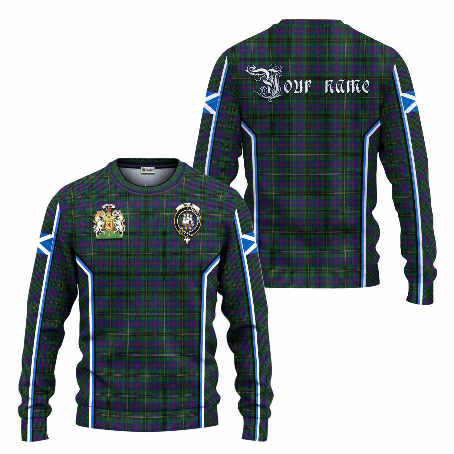 Wood Tartan Crest Knitted Sweater Scotland Coat of Arm Flag Style - Tartan Vibes Clothing