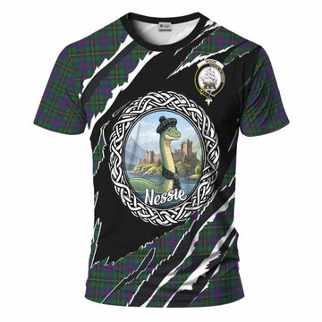 Wood Tartan Crest Loch Ness Monster T-Shirt Celtic Knot Nessie Art
