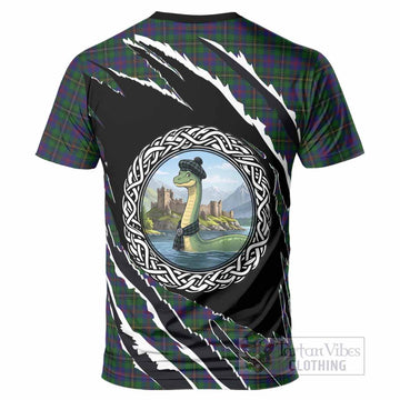 Wood Tartan Crest Loch Ness Monster T-Shirt Celtic Knot Nessie Art