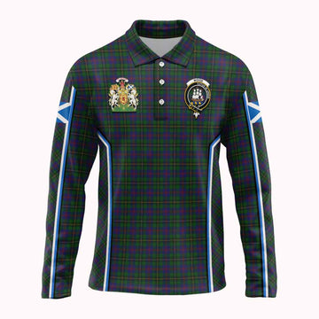 Wood Tartan Crest Long Sleeve Polo Shirt Scotland Coat of Arm Flag Style - Tartan Vibes Clothing