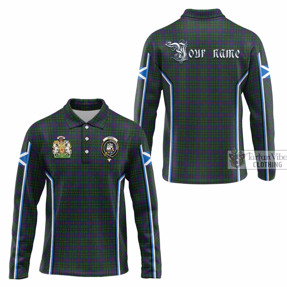 Wood Tartan Crest Long Sleeve Polo Shirt Scotland Coat of Arm Flag Style - Tartan Vibes Clothing