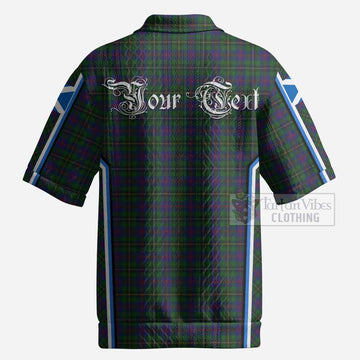 Wood Tartan Crest Men’s Polo Sweater Top Scotland Coat of Arm Flag Style