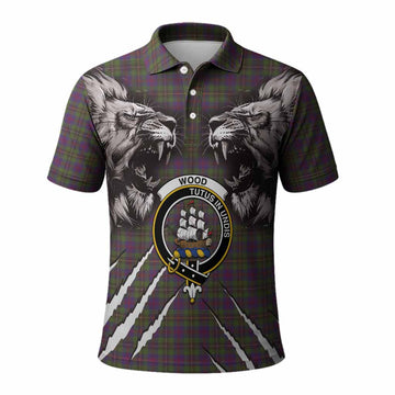 Wood Tartan Crest Polo Shirt Ferocious Lion Style