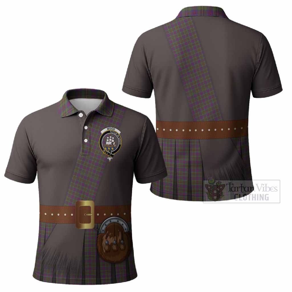 Wood Tartan Crest Polo Shirt Kilt Costume Style