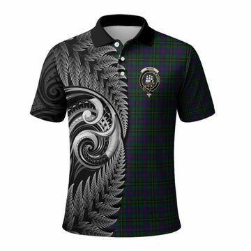 Wood Tartan Crest Polo Shirt With New Zealand Silver Fern Maori Koru