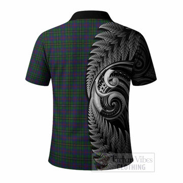 Wood Tartan Crest Polo Shirt With New Zealand Silver Fern Maori Koru