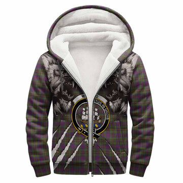 Wood Tartan Crest Sherpa Hoodie Ferocious Lion Style