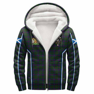 Wood Tartan Crest Sherpa Hoodie Scotland Coat of Arm Flag Style