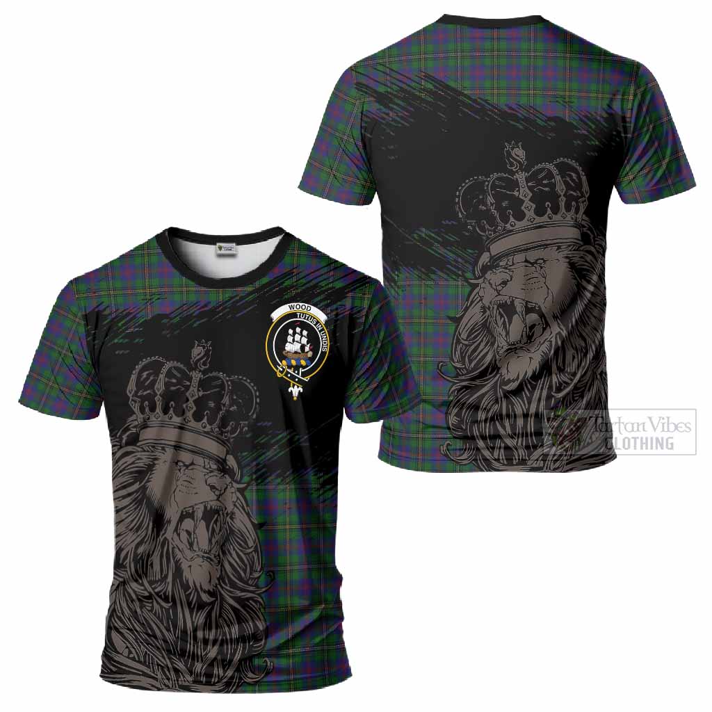 Wood Tartan Crest T-Shirt Crowned Lion Heritage Style