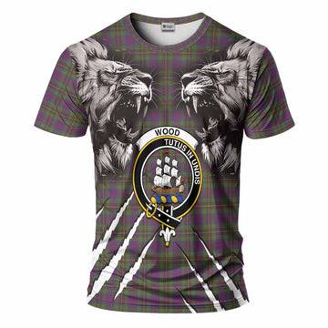 Wood Tartan Crest T-Shirt Ferocious Lion Style