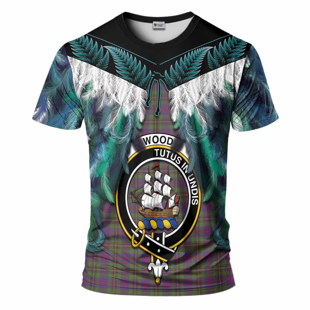 Wood Tartan Crest T-Shirt New Zealand Maori Korowai Cloak