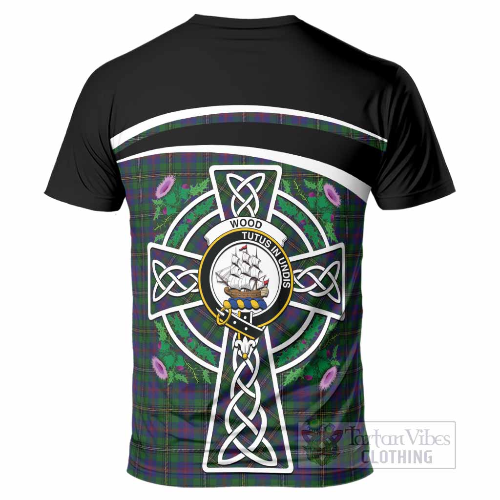 Wood Tartan Crest T-Shirt Scottish Thistle Celtic Cross Alba Gu Brath